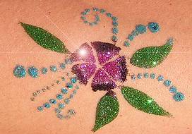 Glitzer-Tattoo Blume